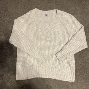 Cozy Cream and Grey V-Neck Sweater